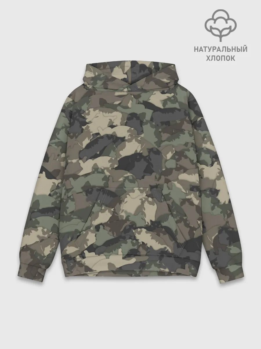 Худи мужской база хлопок / Камуфляж с толстыми котами