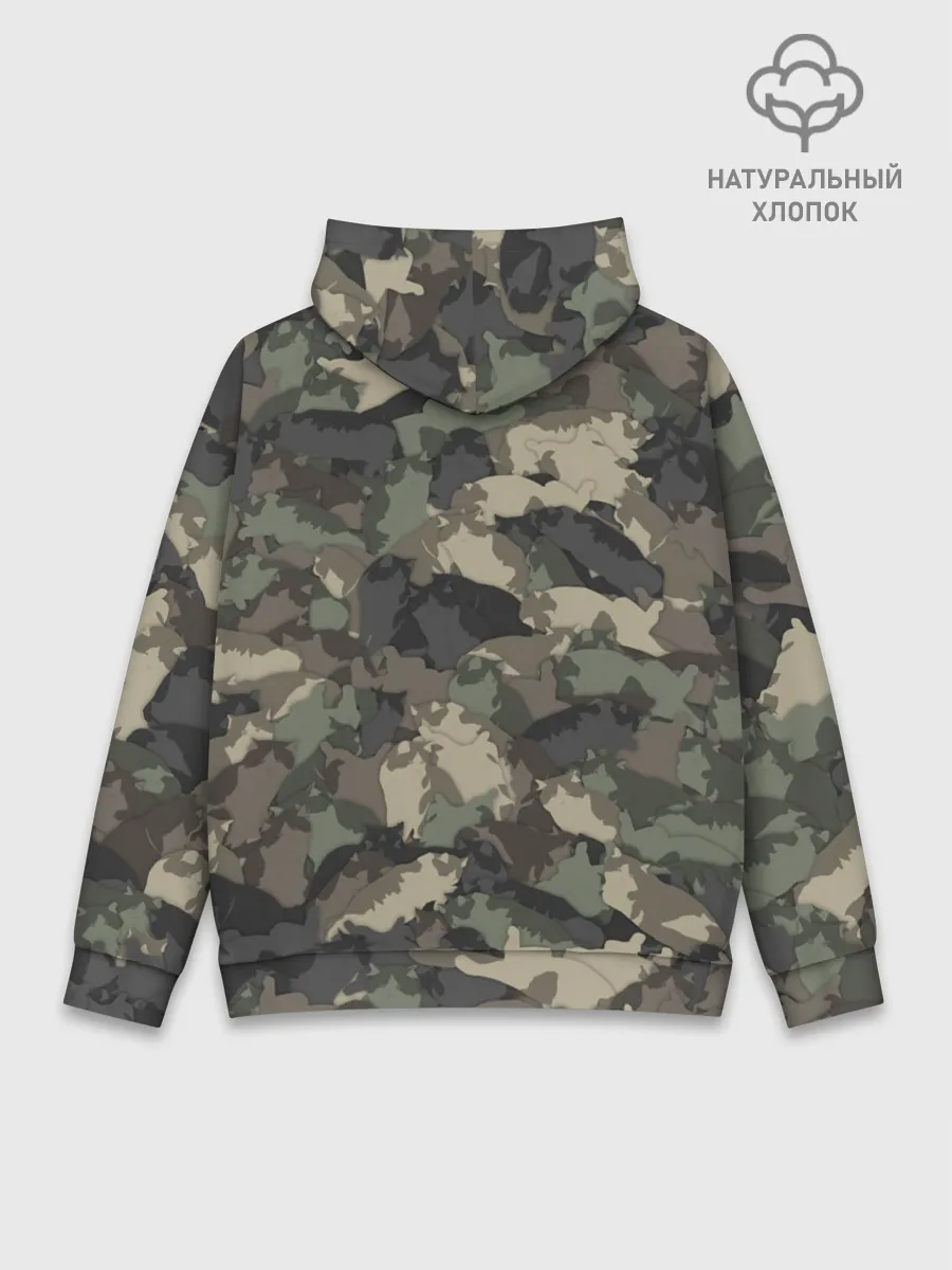 Худи мужской база хлопок / Камуфляж с толстыми котами