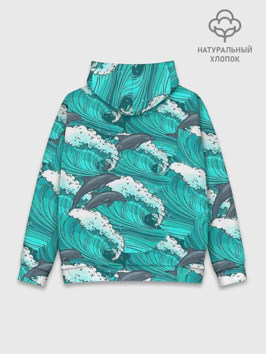 Худи мужской база хлопок / Дельфины