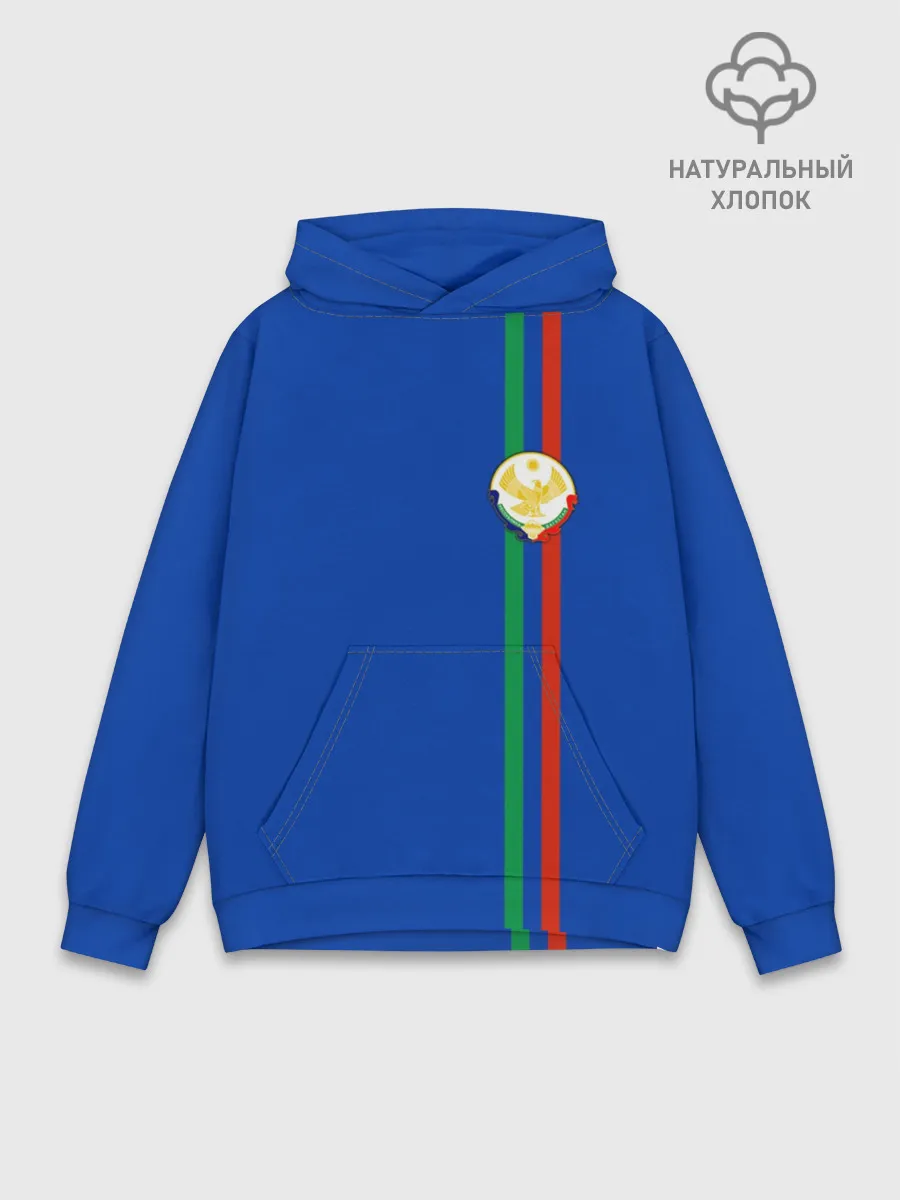 Худи мужской база хлопок / Дагестан, лента с гербом