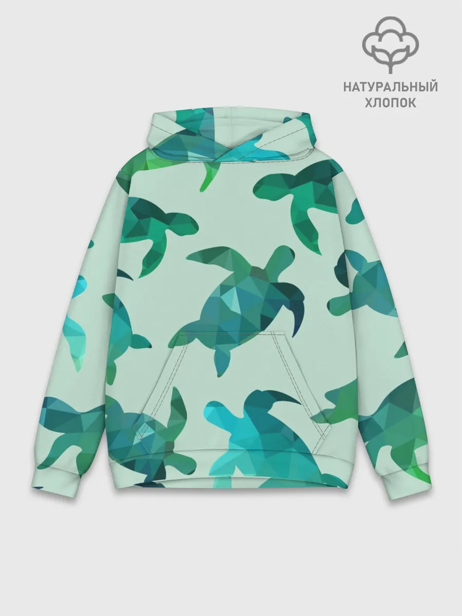 Худи мужской база хлопок / Абстракция Черепахи Полигон