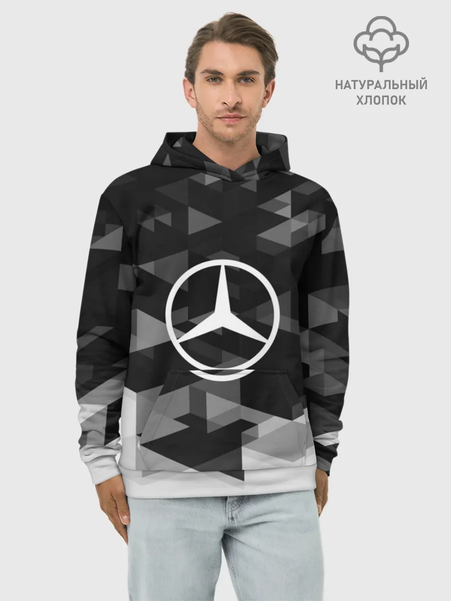 Худи мужской база хлопок / Mercedes sport geometry