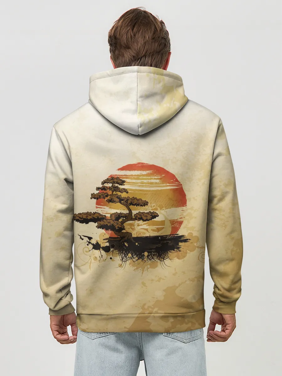 Худи мужской база хлопок / Дерево на закате