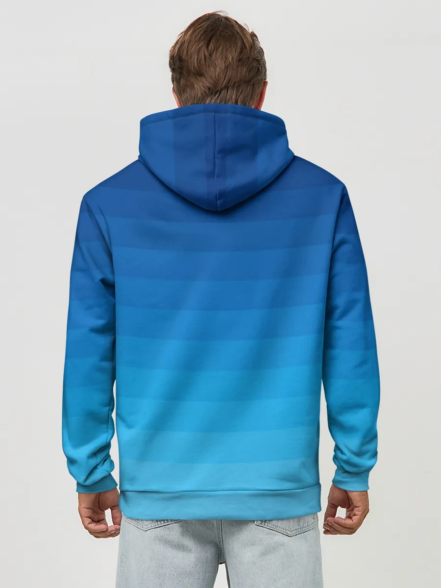 Худи мужской база хлопок / Синие полосы