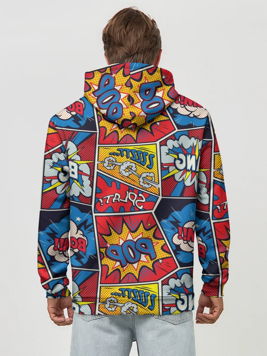 Худи мужской база хлопок / Pop art pattern