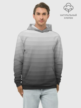 Худи мужской база хлопок / Серые полосы