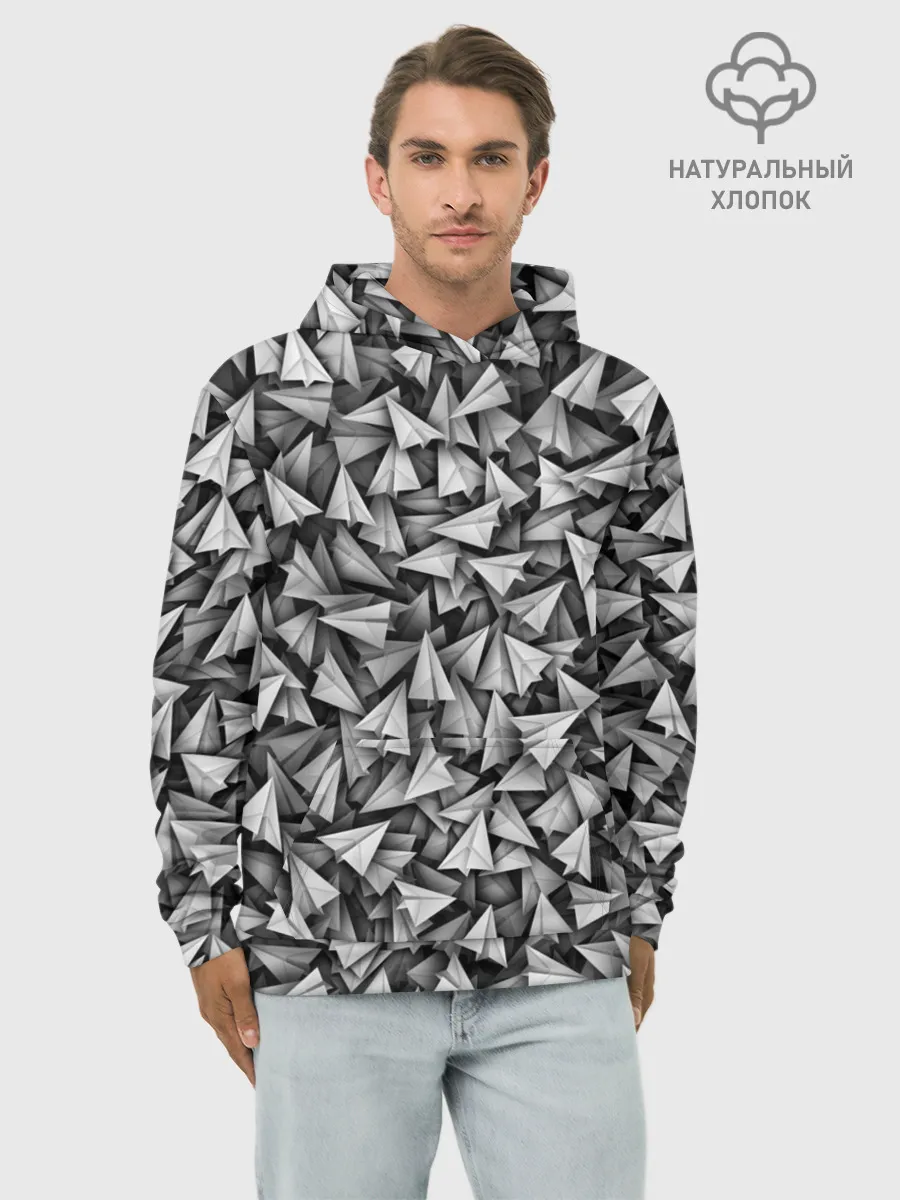 Худи мужской база хлопок / Бумажные самолетики