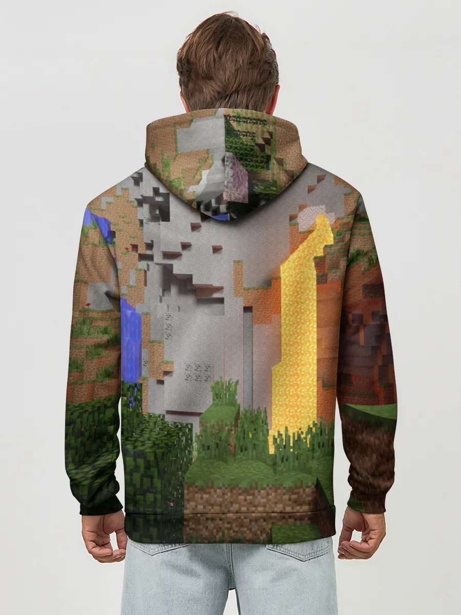 Худи мужской база хлопок / Стив сражается с Эндердраконом