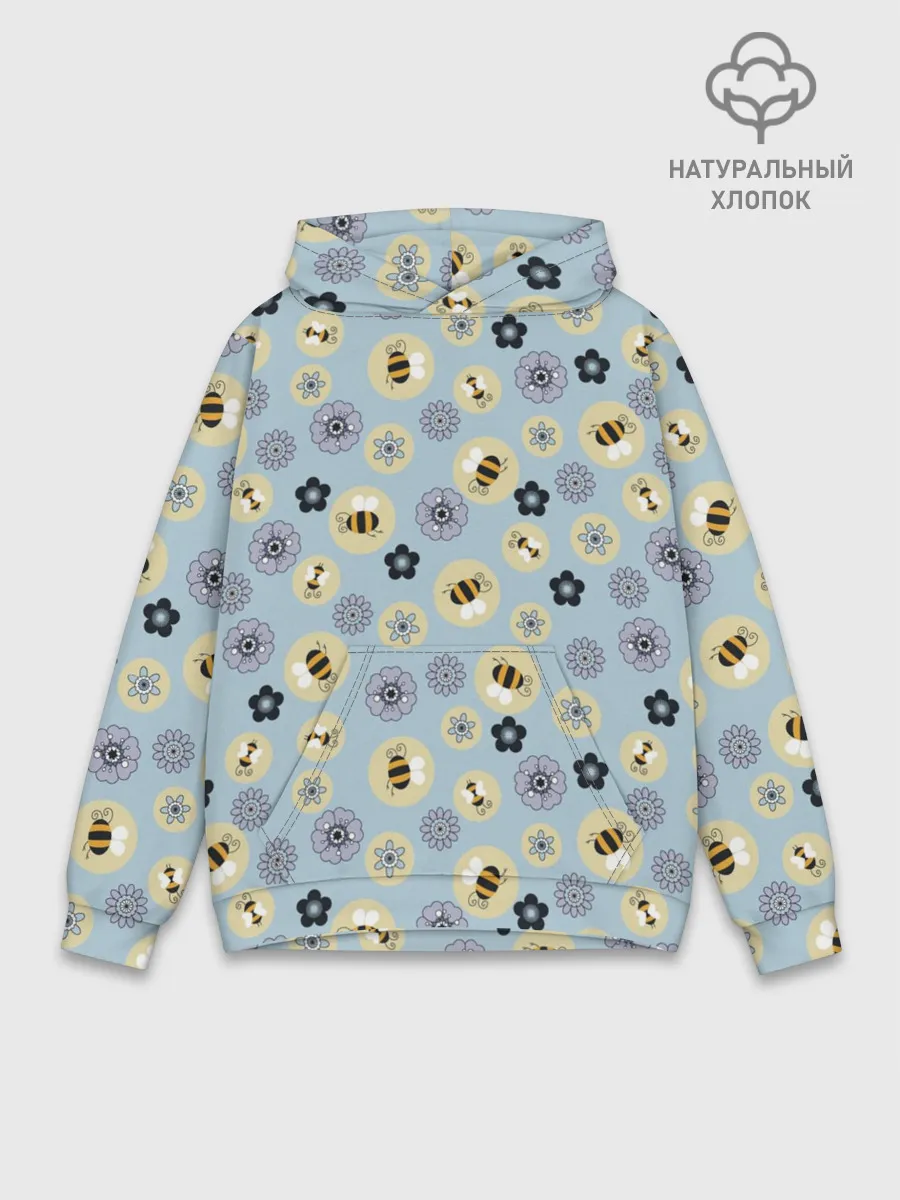 Худи мужской база хлопок / Пчелки