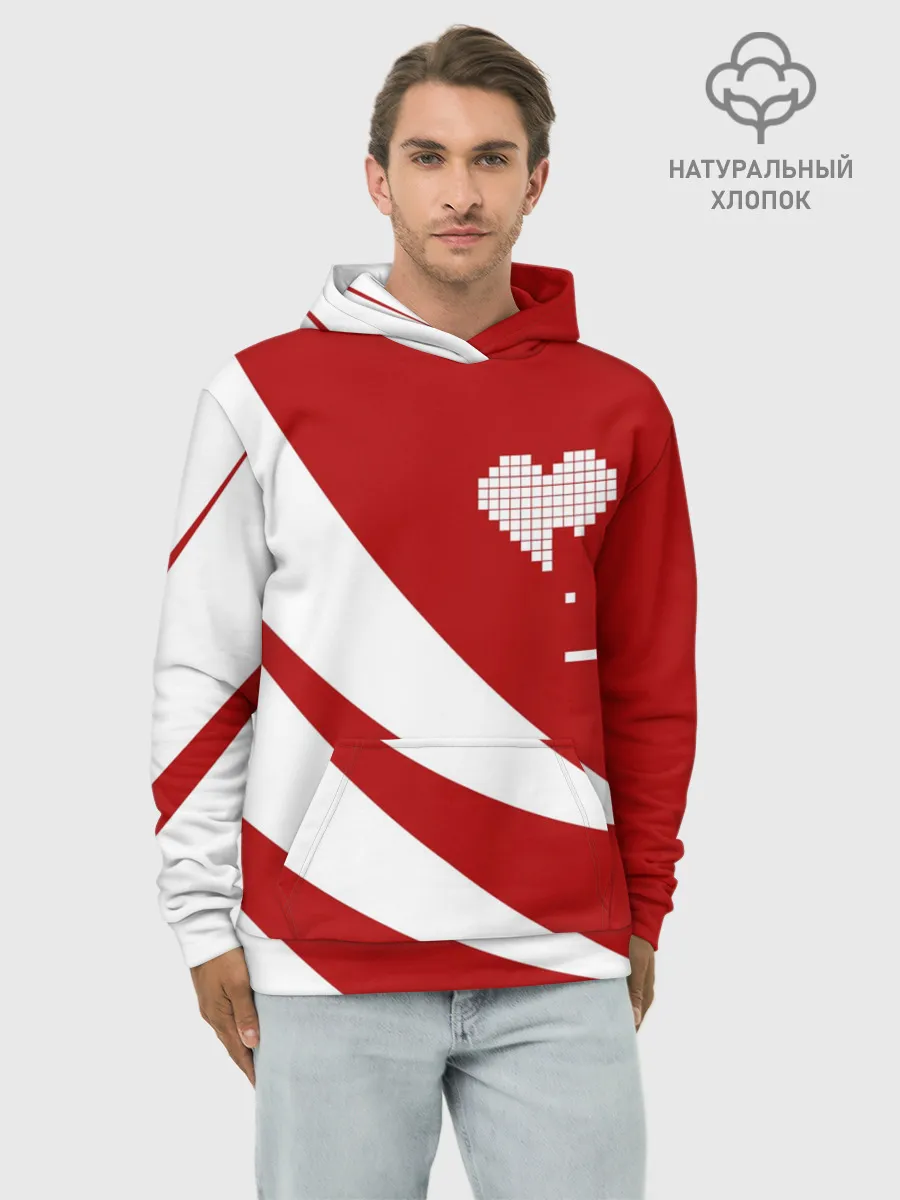 Худи мужской база хлопок / ГЕОМЕТРИЧЕСКОЕ СЕРДЦЕ.