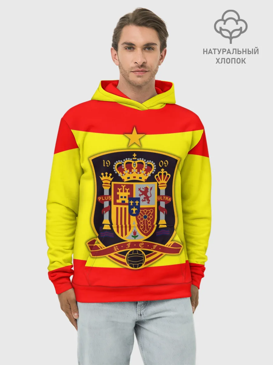 Худи мужской база хлопок / Сборная Испании флаг