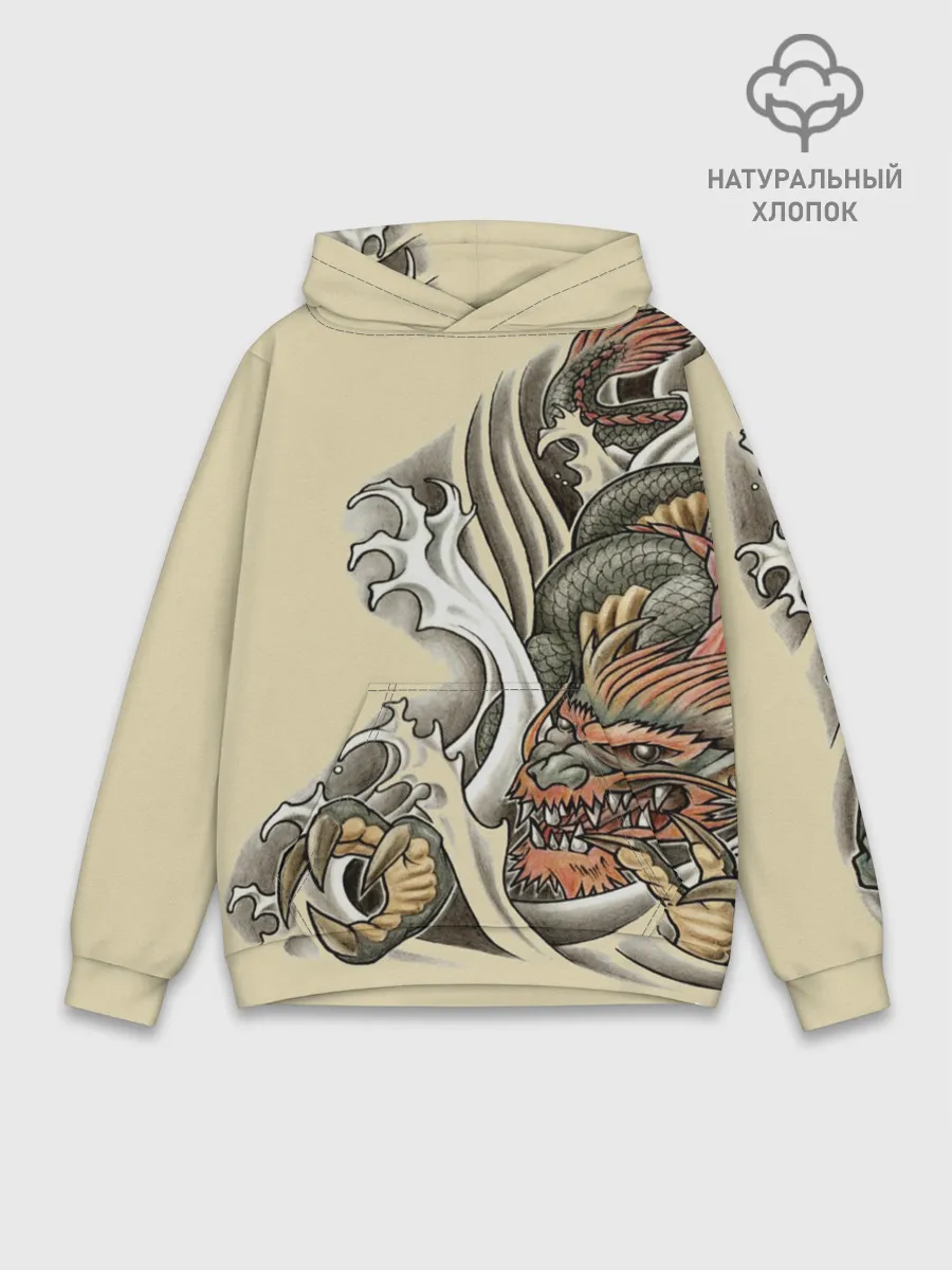 Худи мужской база хлопок / Восточный дракон