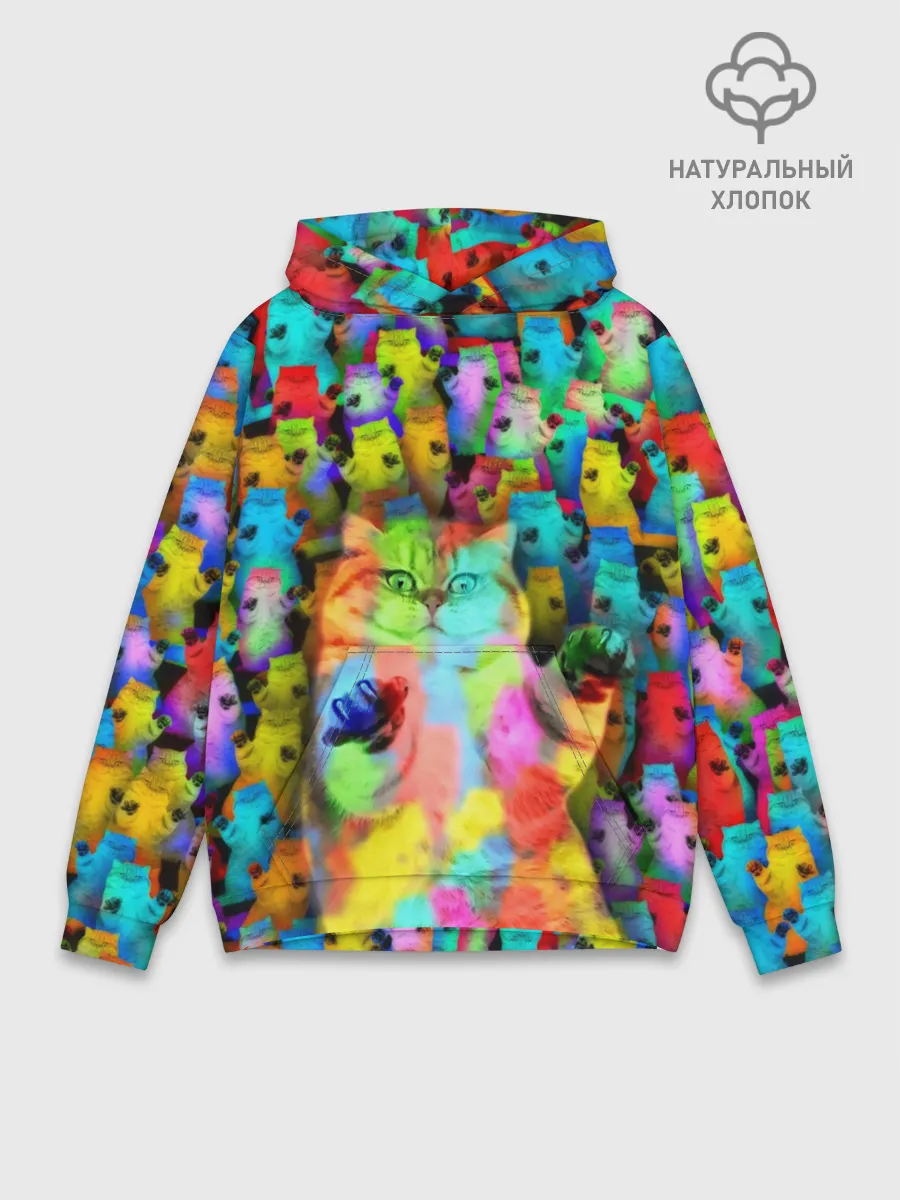 Худи мужской база хлопок / Котики на дискотеке