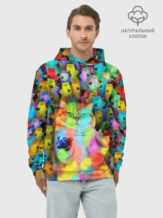Худи мужской база хлопок / Котики на дискотеке