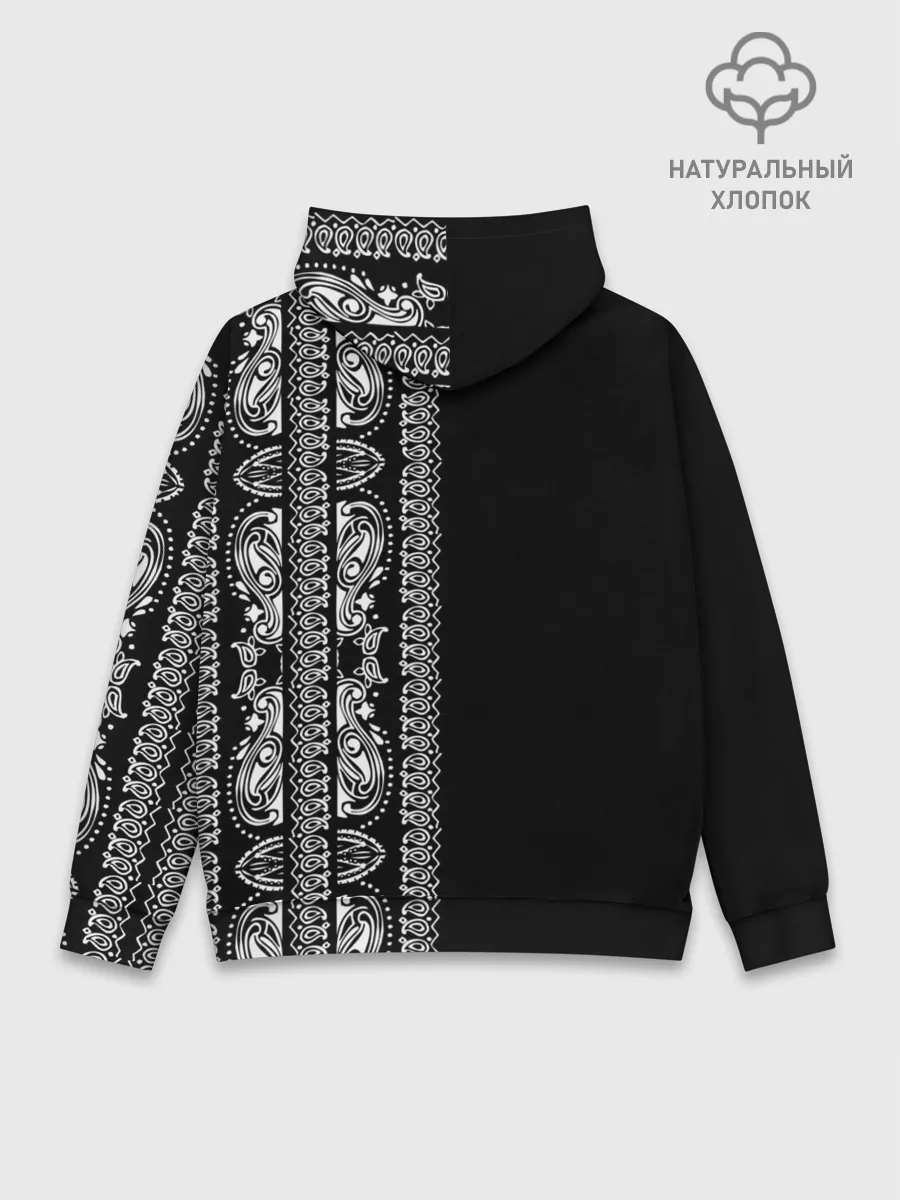 Худи мужской база хлопок / Узор на чёрном