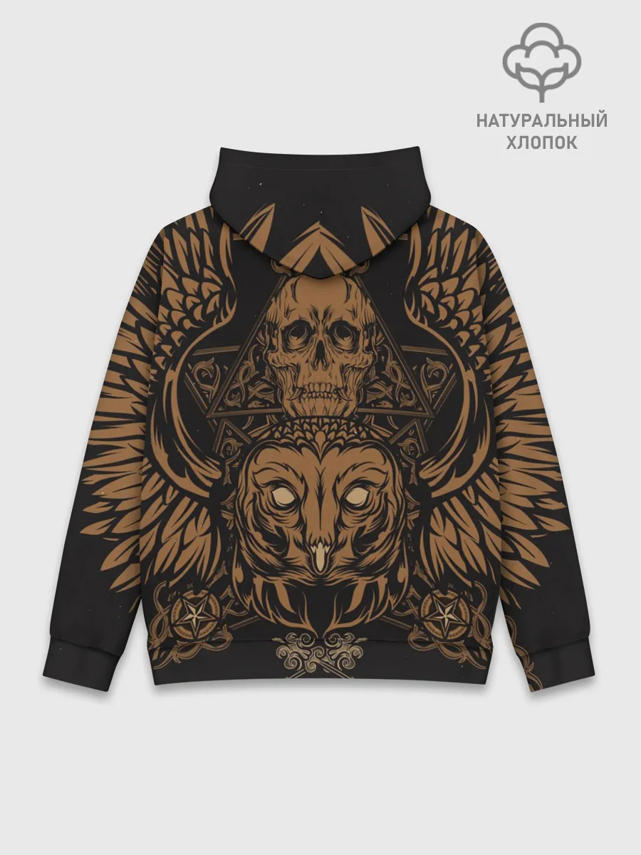 Худи мужской база хлопок / Vintage Skull Art 2