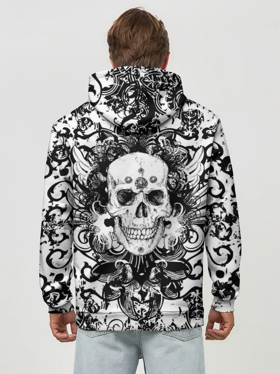 Худи мужской база хлопок / Grunge Skull