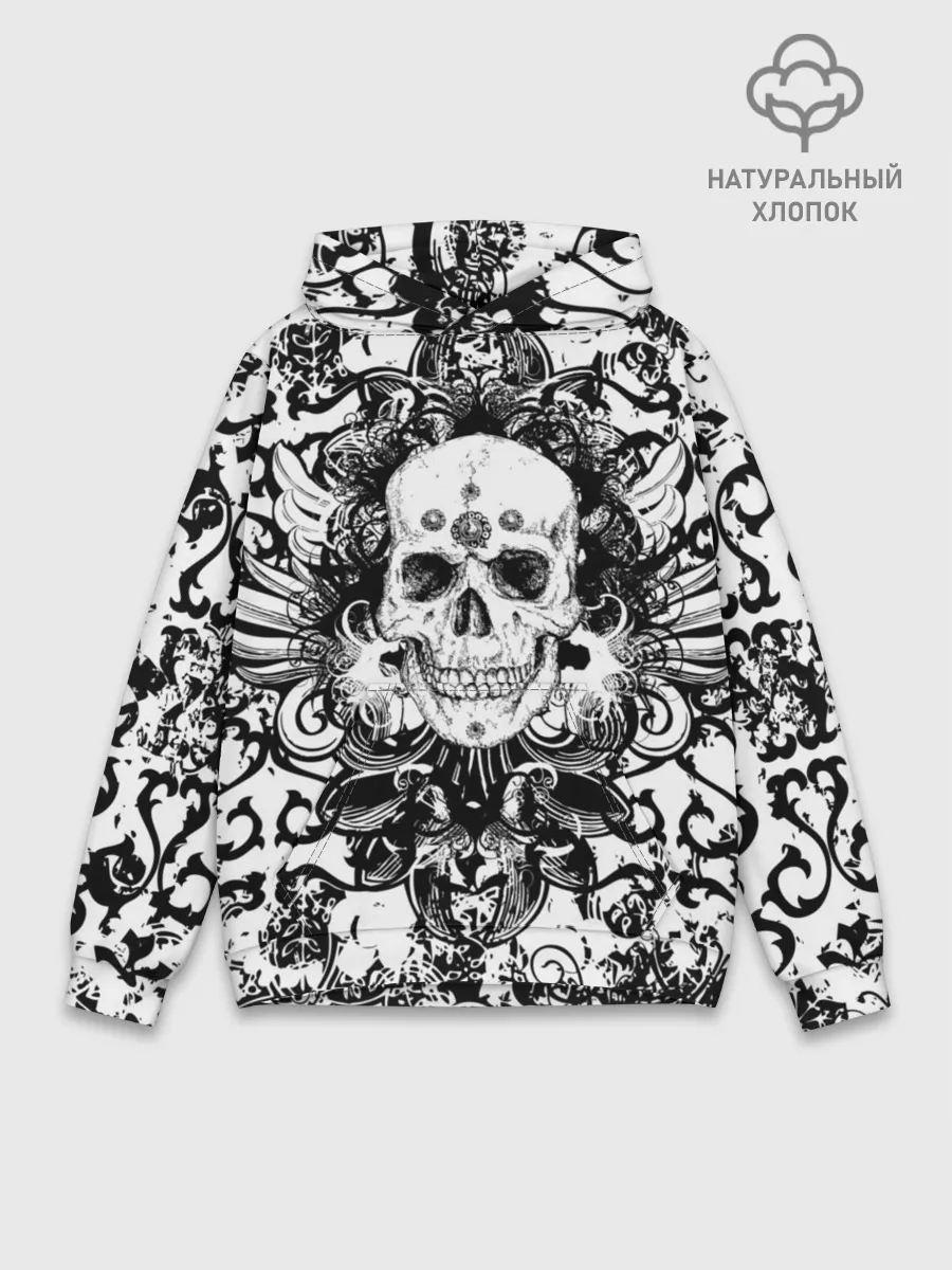 Худи мужской база хлопок / Grunge Skull