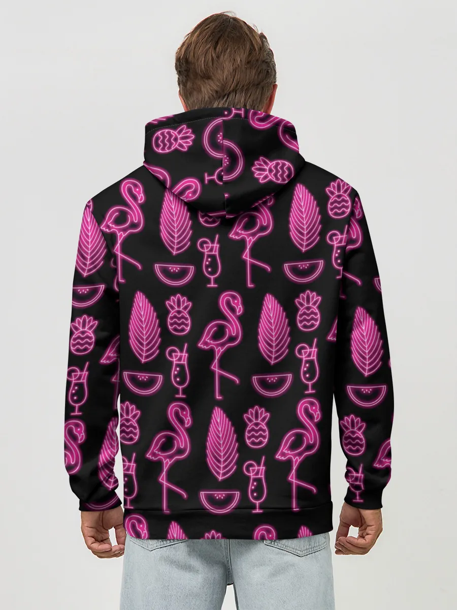 Худи мужской база хлопок / Светящийся фламинго