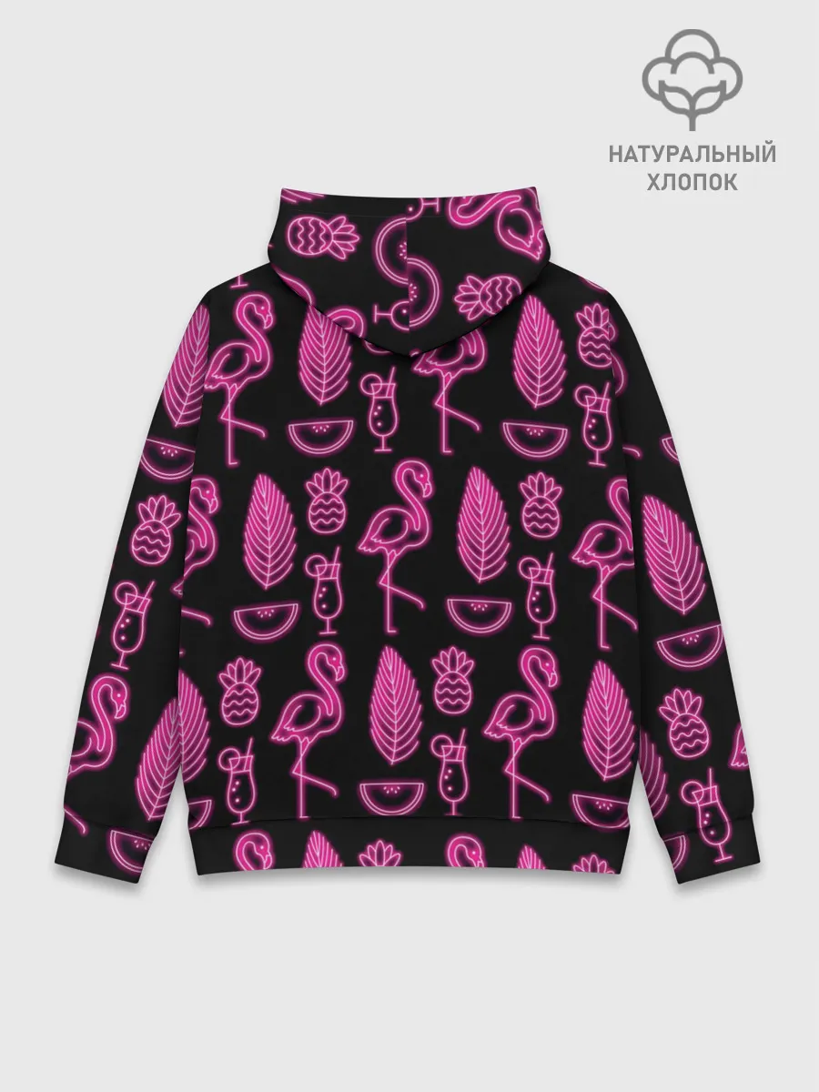 Худи мужской база хлопок / Светящийся фламинго