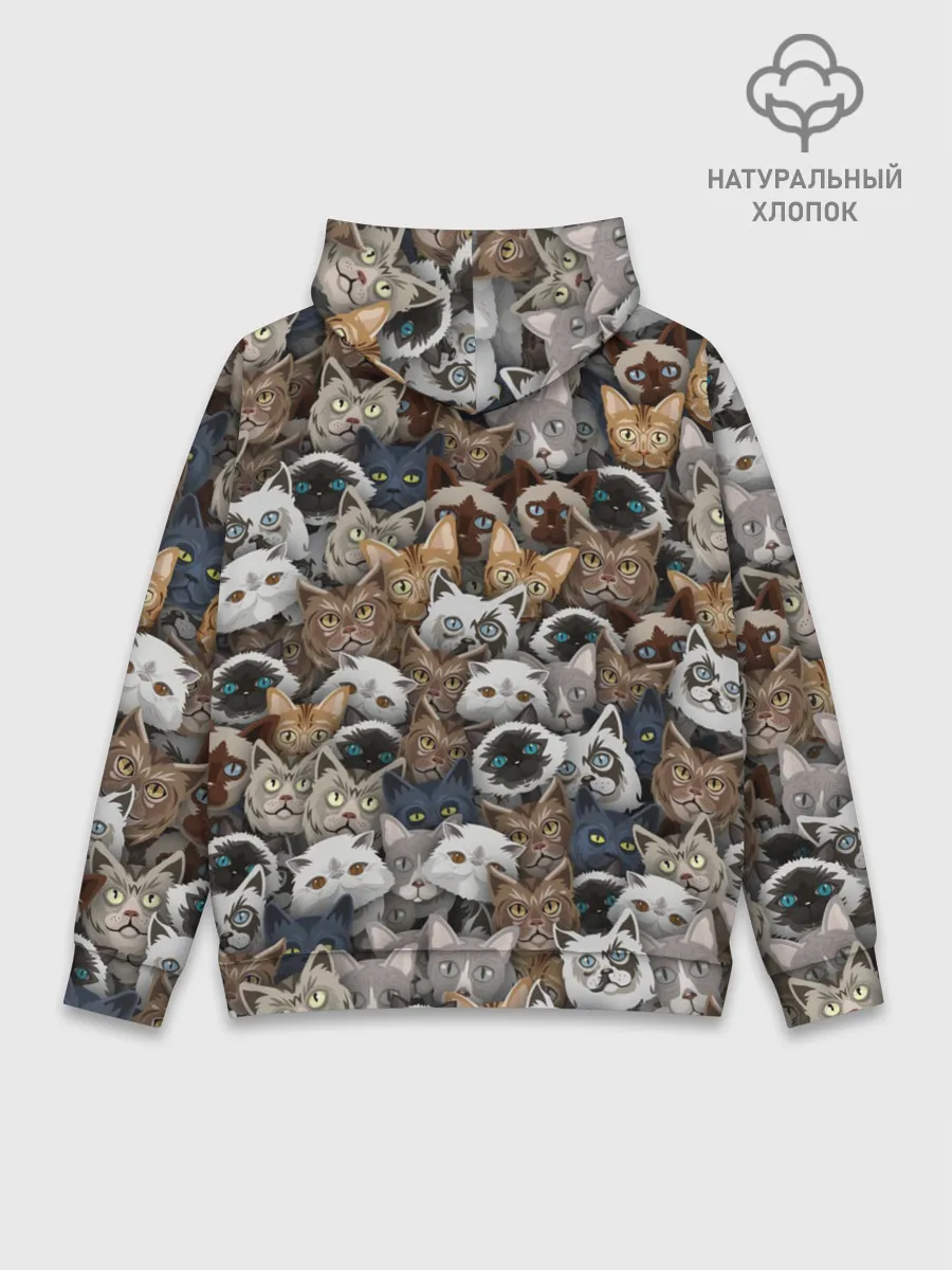 Худи мужской база хлопок / Коты разных пород