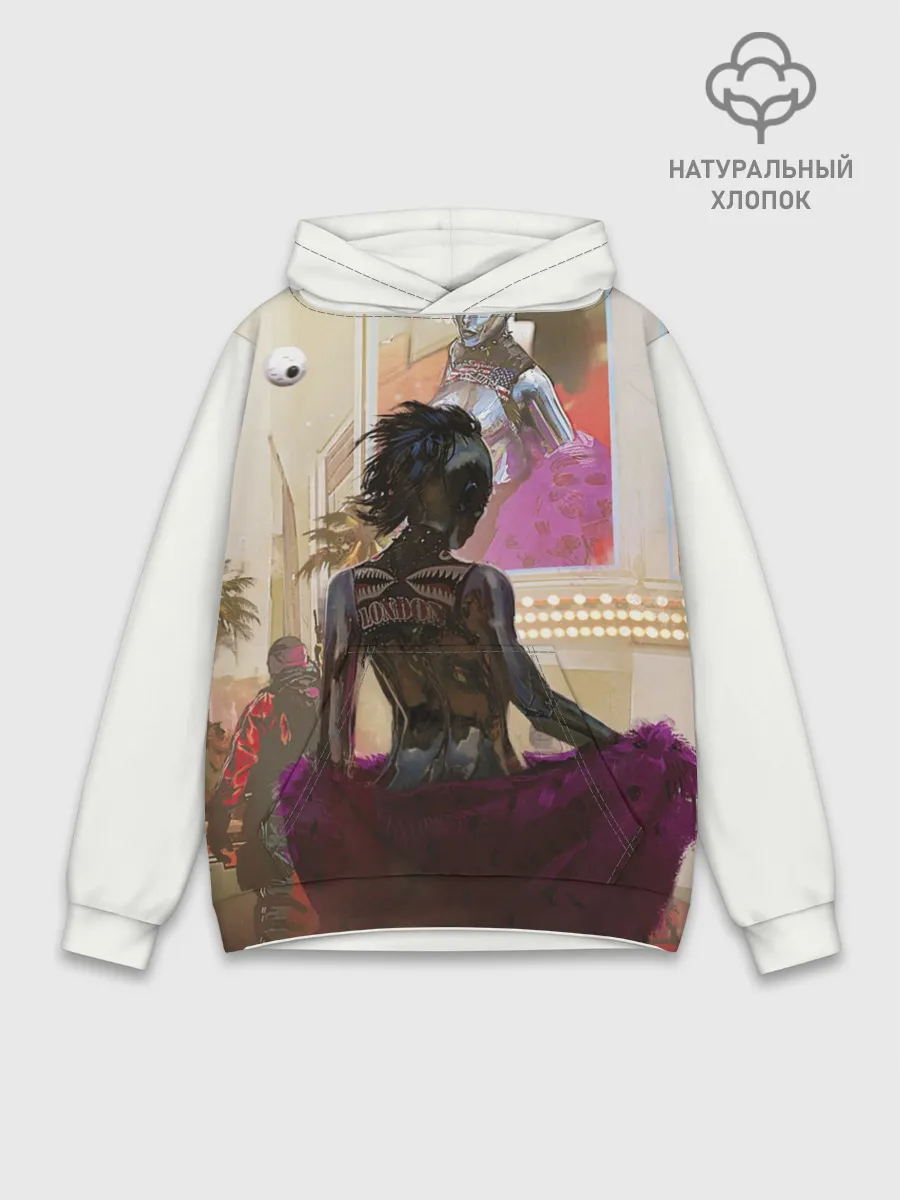 Худи мужской база хлопок / Lady. Cyberpunk 2077