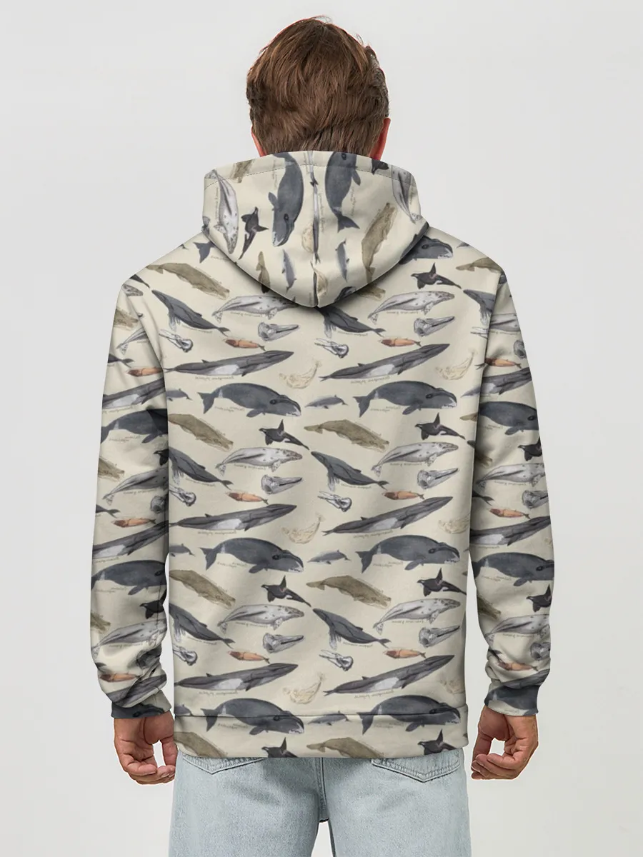 Худи мужской база хлопок / Whales pattern