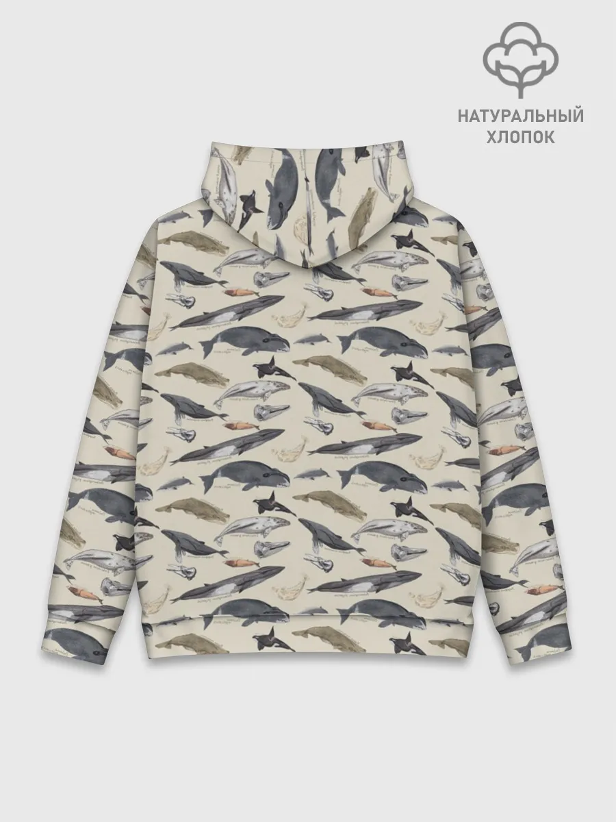 Худи мужской база хлопок / Whales pattern