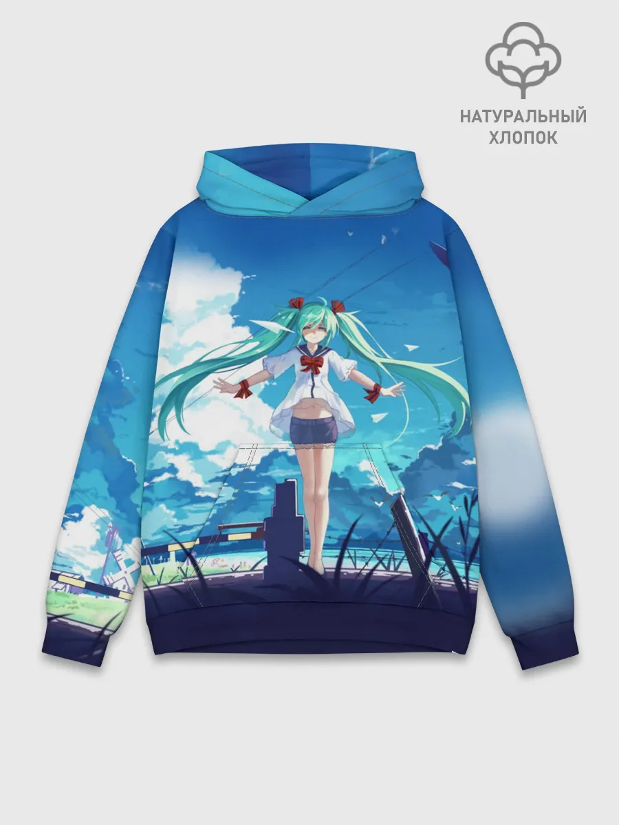 Худи мужской база хлопок / Хацунэ Мику под летним небом
