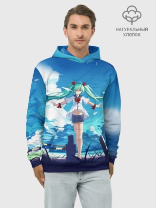 Худи мужской база хлопок / Хацунэ Мику под летним небом