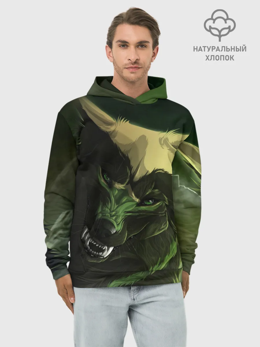 Худи мужской база хлопок / Дикий хищник