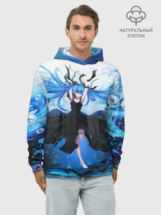 Худи мужской база хлопок / Хацунэ Мику под водой