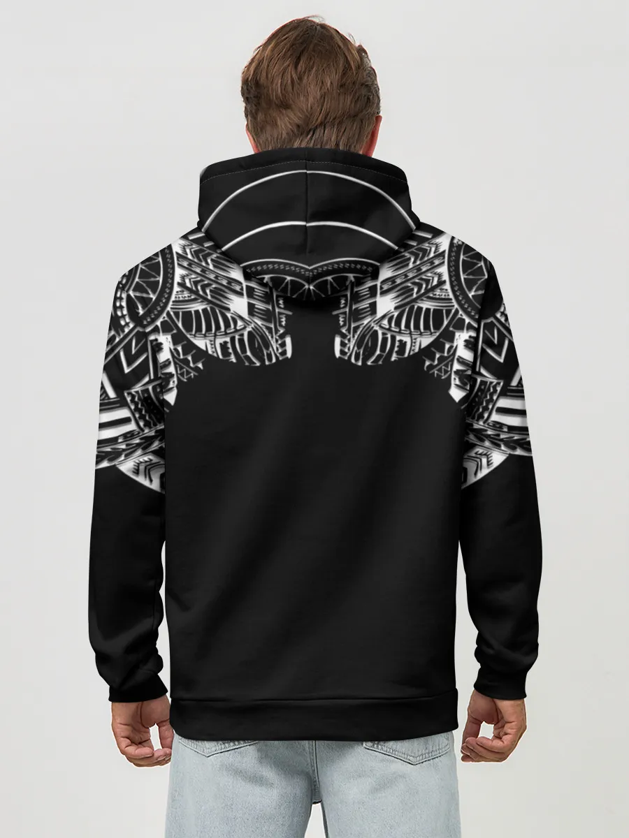 Худи мужской база хлопок / Узор в стиле маори / полинезия