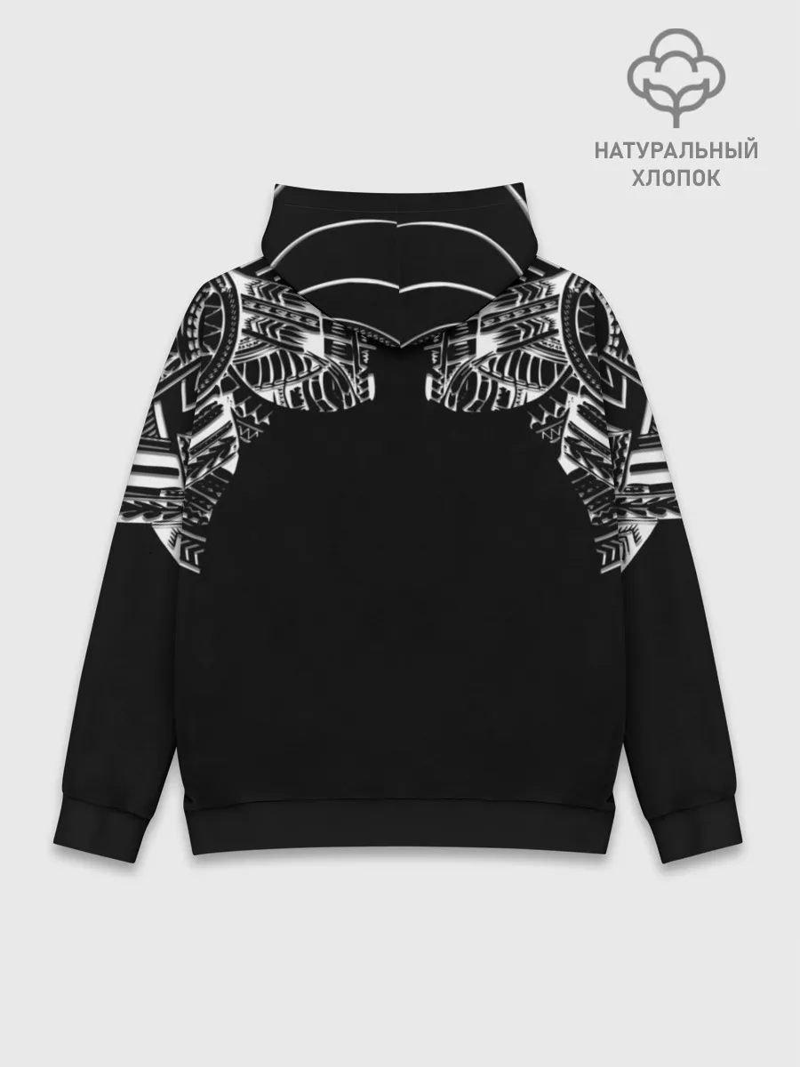 Худи мужской база хлопок / Узор в стиле маори / полинезия