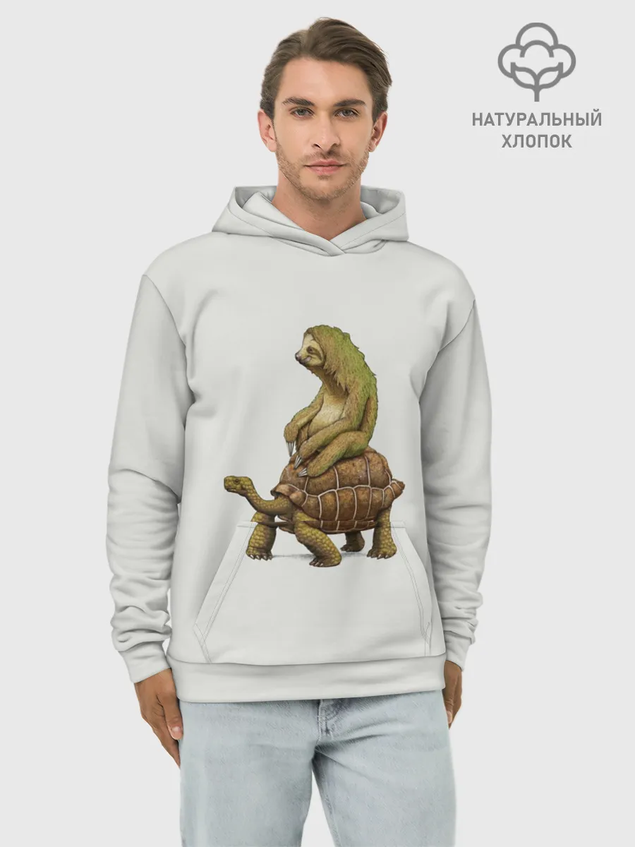 Худи мужской база хлопок / Ленивец и Черепаха