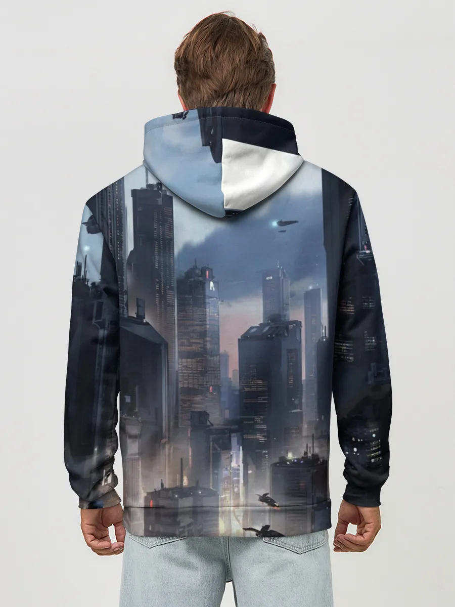 Худи мужской база хлопок / Cyberpunk 2077 city