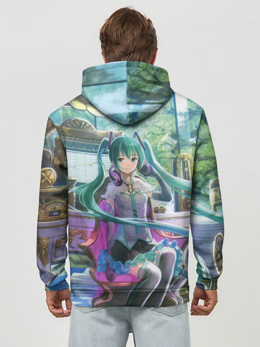 Худи мужской база хлопок / Мика Хацуне за фортепиано