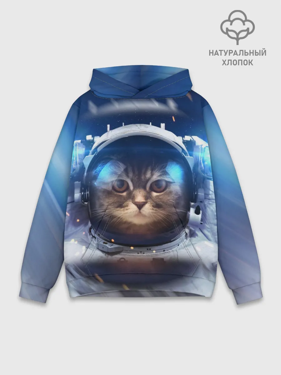 Худи мужской база хлопок / КОТ АСТРОНАВТ