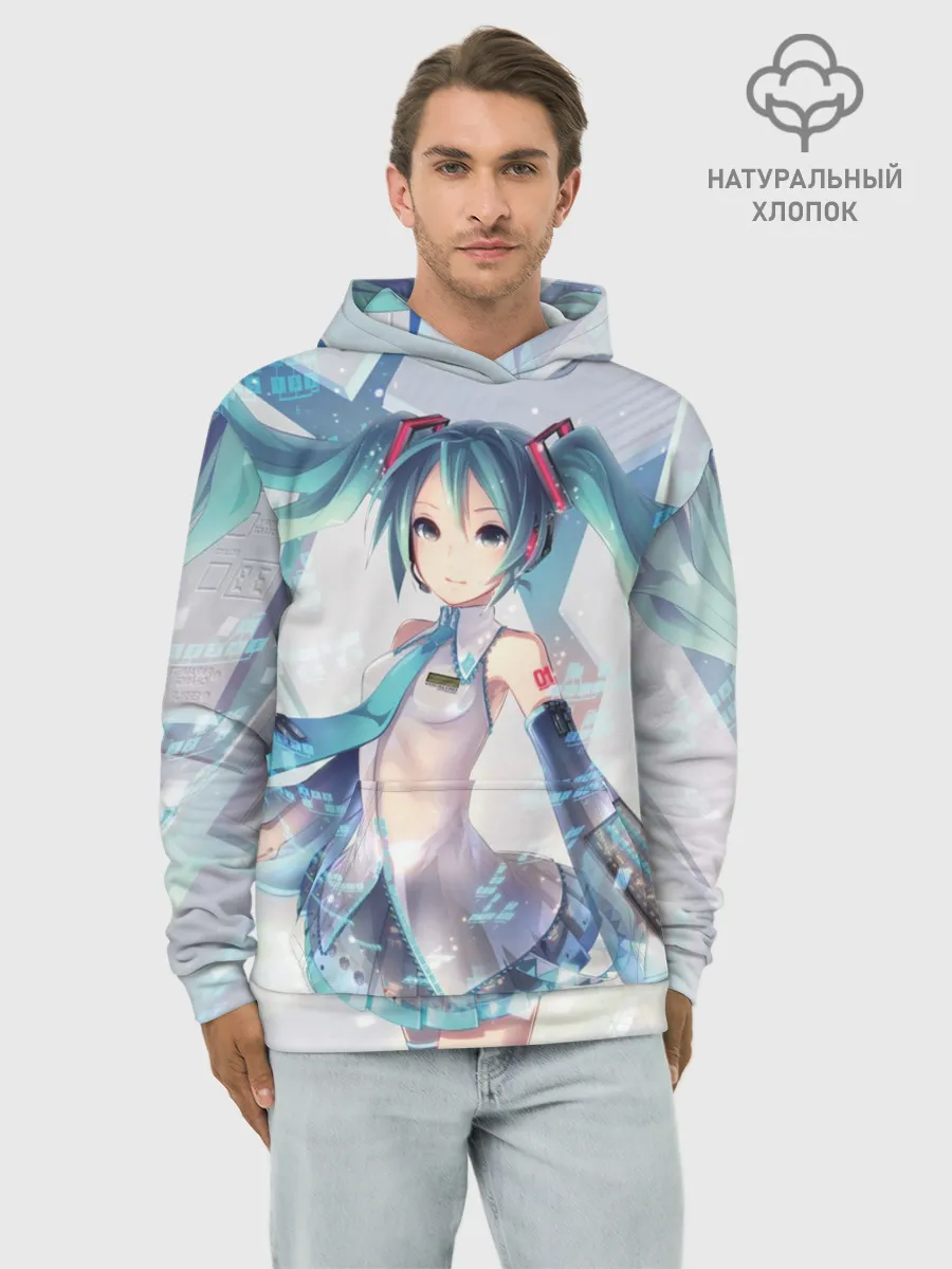 Худи мужской база хлопок / Сияние Мика Хацуне