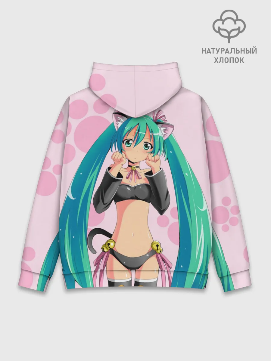 Худи мужской база хлопок / Хатсуне Мику на розовом фоне