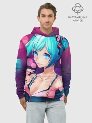 Худи мужской база хлопок / Неотразимая Хатсуне Мику