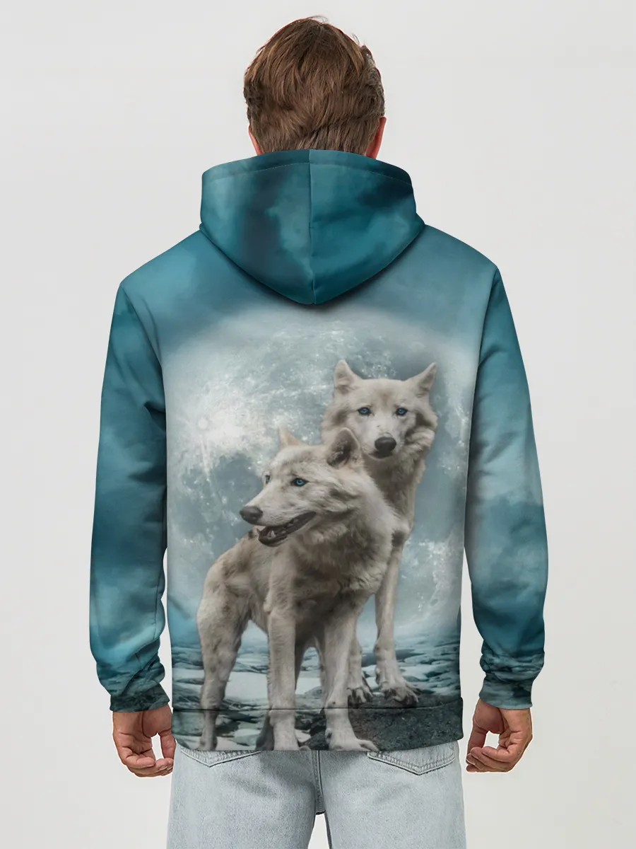 Худи мужской база хлопок / Волки