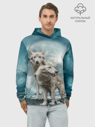 Худи мужской база хлопок / Волки