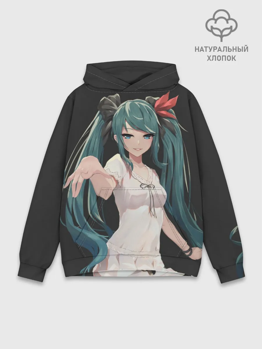 Худи мужской база хлопок / Хацуне Мику с протянутой рукой
