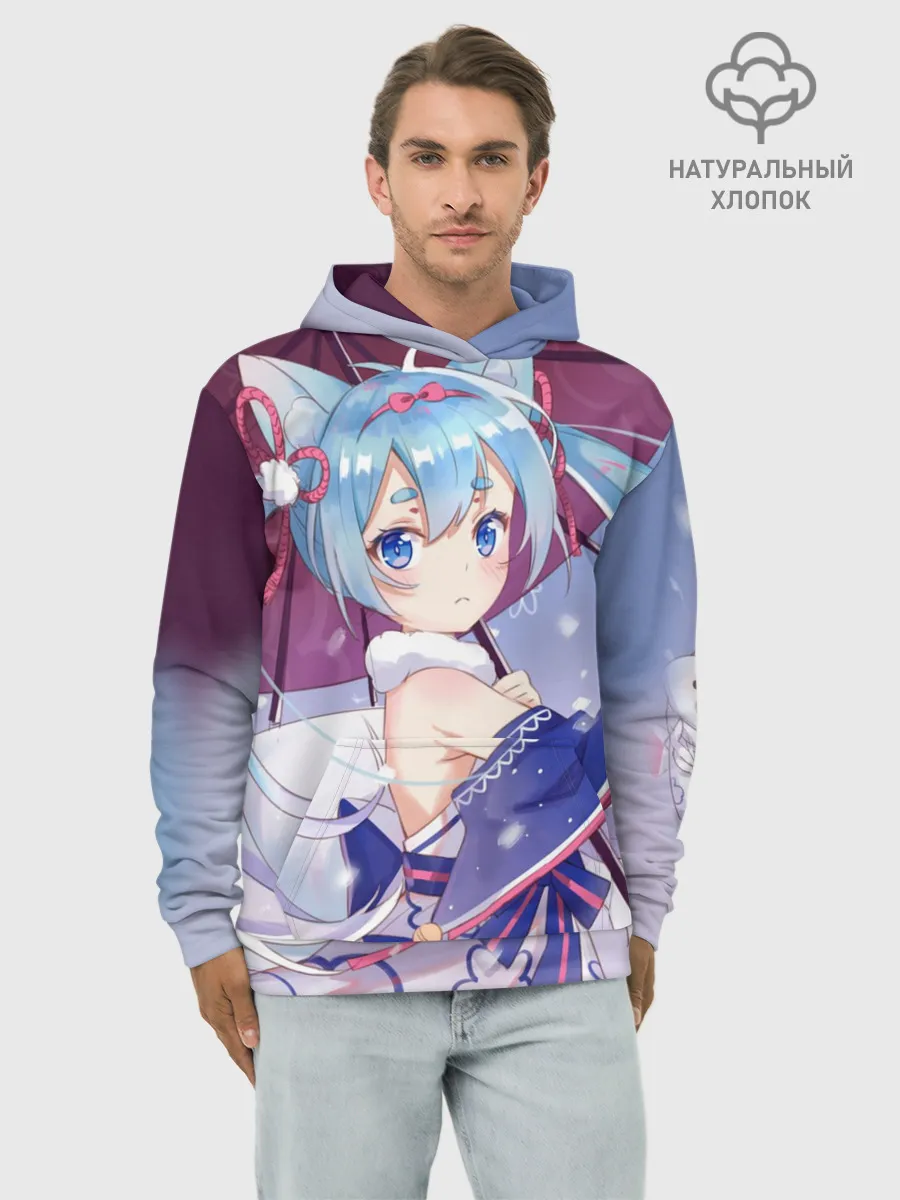Худи мужской база хлопок / Хацуне Мику с зонтом