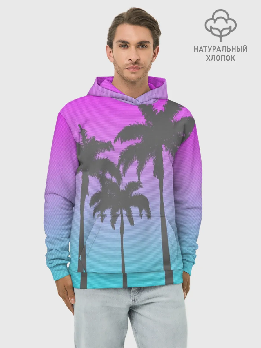 Худи мужской база хлопок / Пальмы 80s