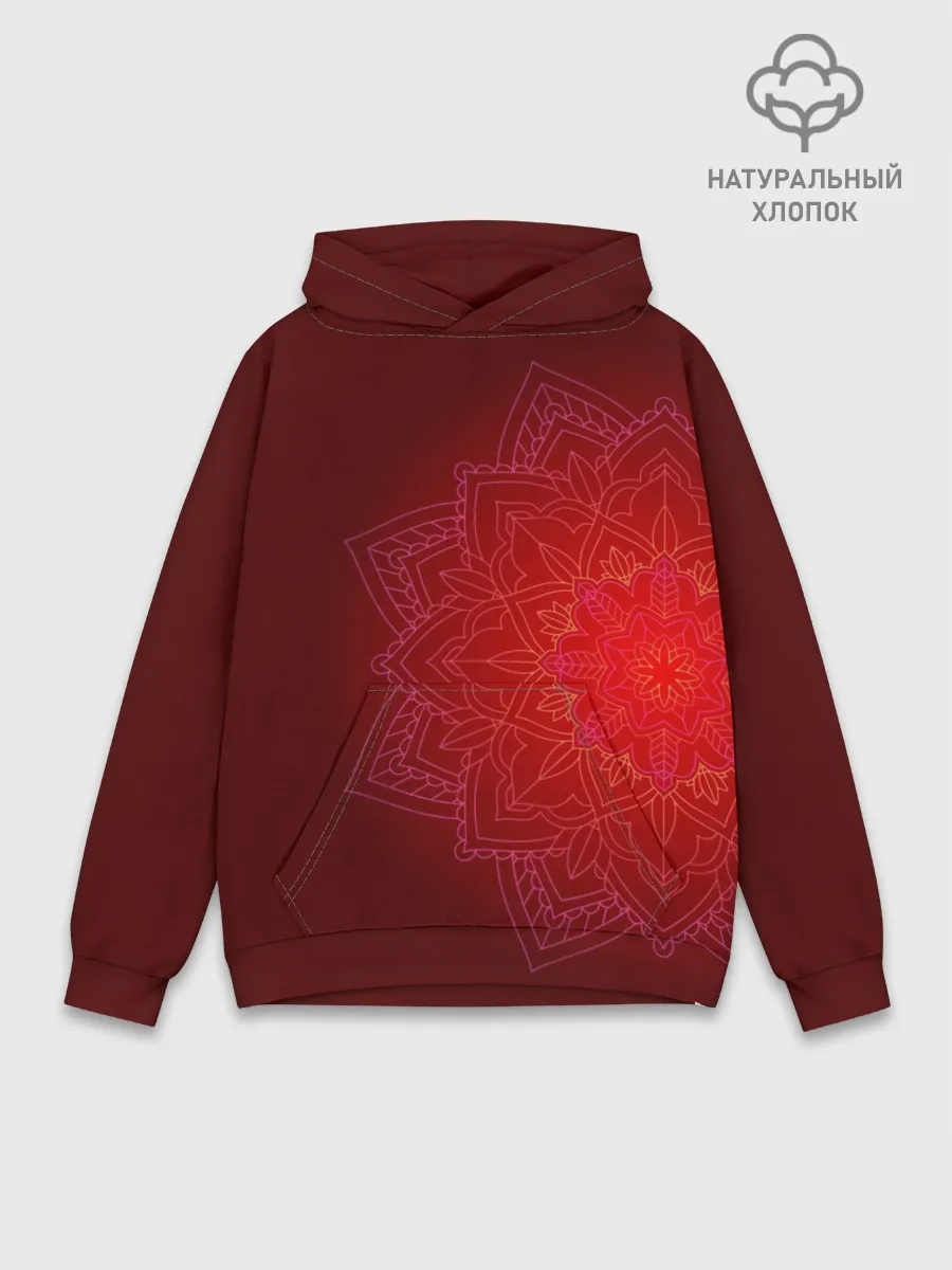 Худи мужской база хлопок / Красная мандала