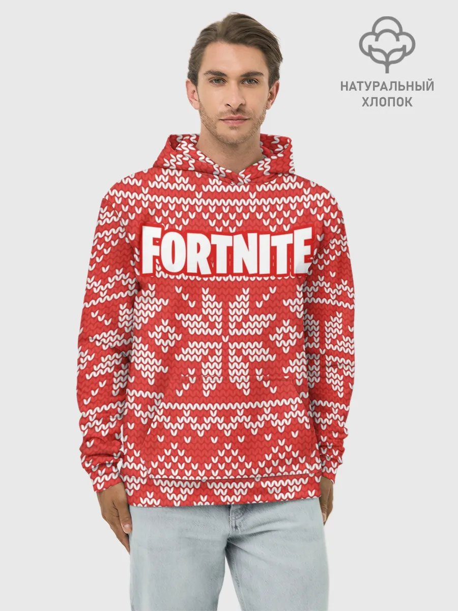 Худи мужской база хлопок / Новогодний Fortnite