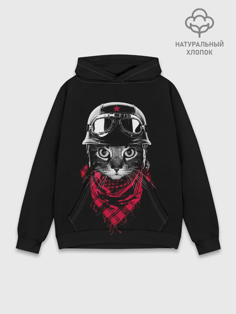Худи мужской база хлопок / Кот Пилот