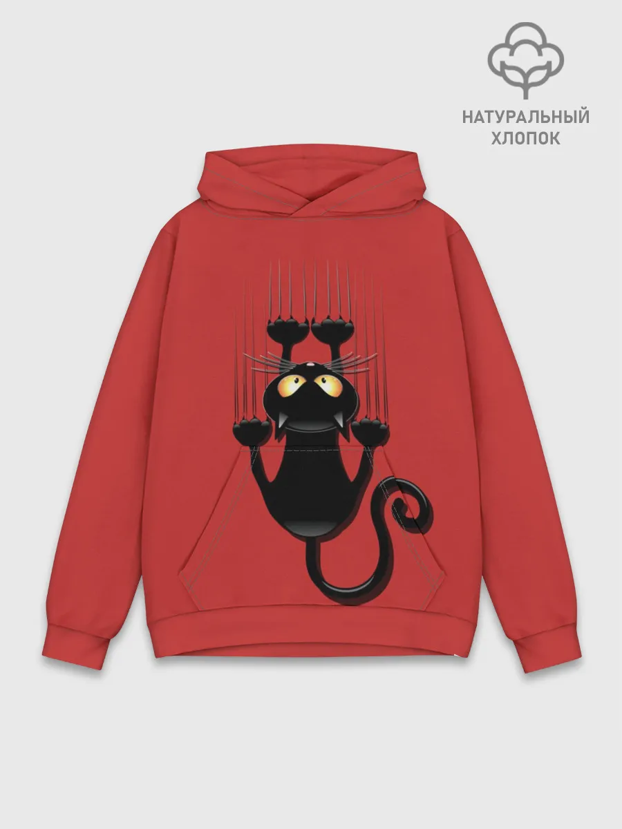 Худи мужской база хлопок / Черный Кот